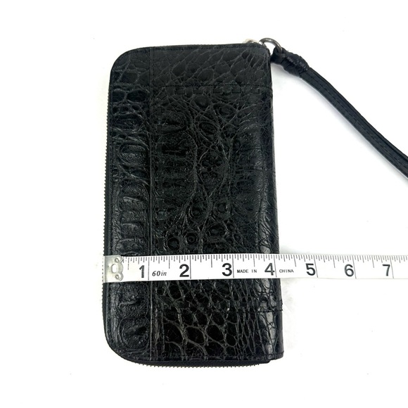 Brighton Wallet Black Croc Embossed Leather Organizer Clutch Wristlet - Picture 9 of 9